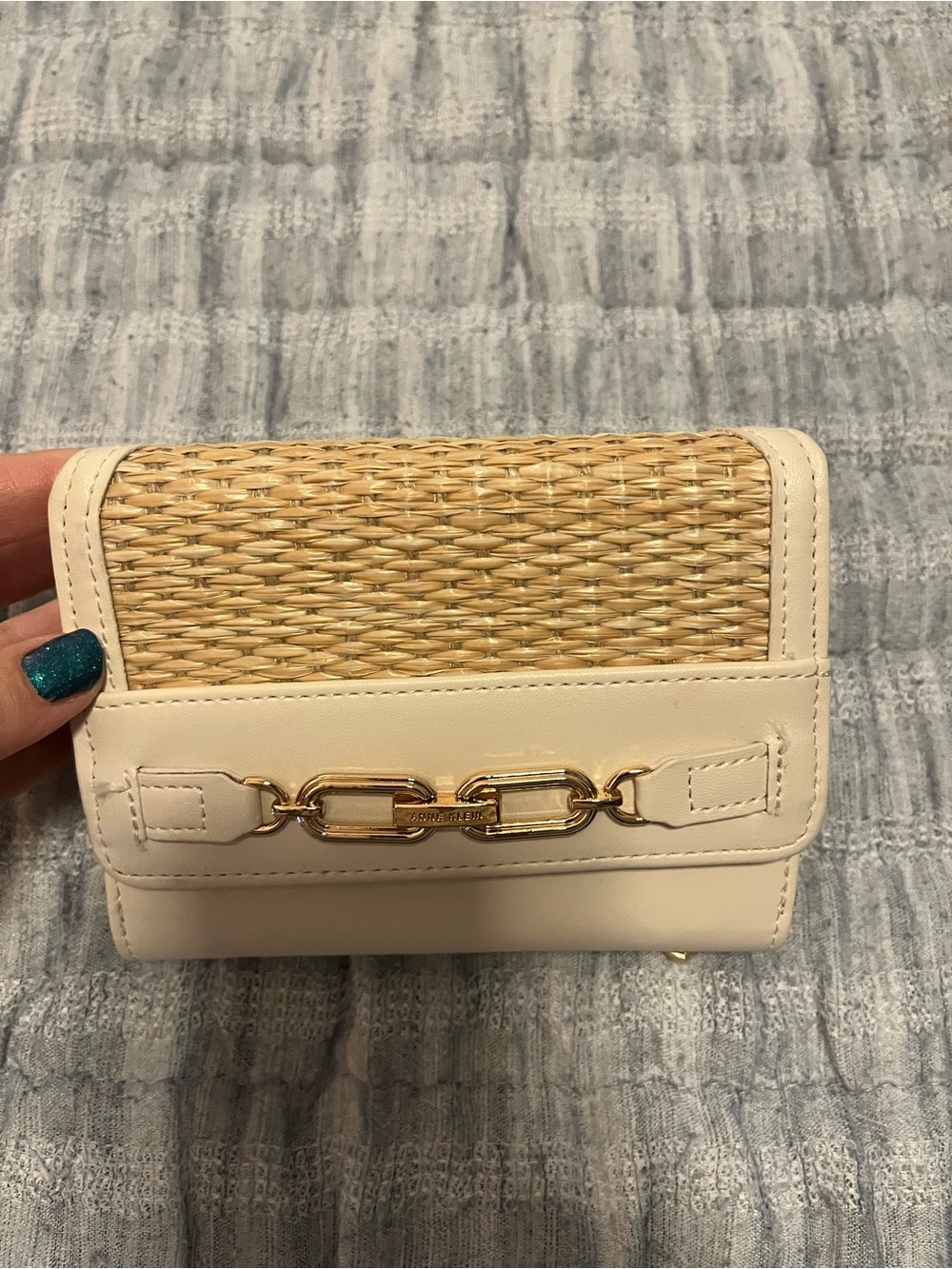 Anne Klein~ Cream Woven Straw Wallet
